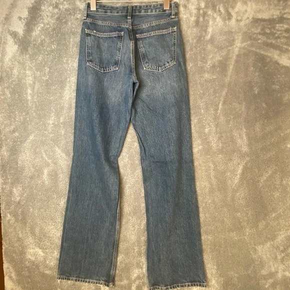 Zara High Waist Wide Leg Size 2 Leg 33 Inseam (Long) Medium Wash Faded Jeans - Picture 5 of 10